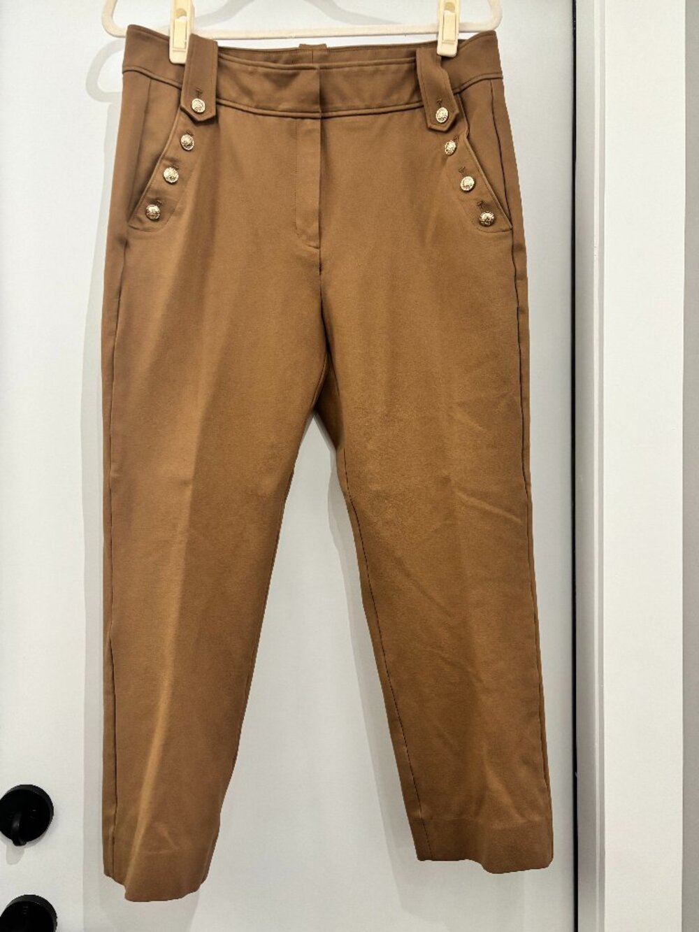 Quince Camel High Waist Gold Button Career Pants L - Picture 2 of 9